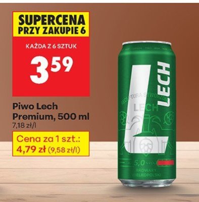 Piwo Lech Premium, 500 ml promocja w Biedronka