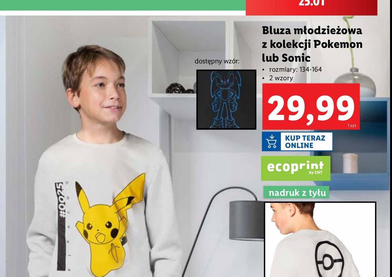 Bluza młodzieżowa 134-164 sonic promocja