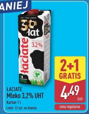 Mleko UHT Łaciate 3,2% promocja w Aldi