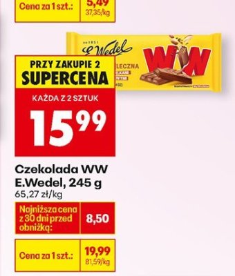 Czekolada WW  245 g promocja w Biedronka