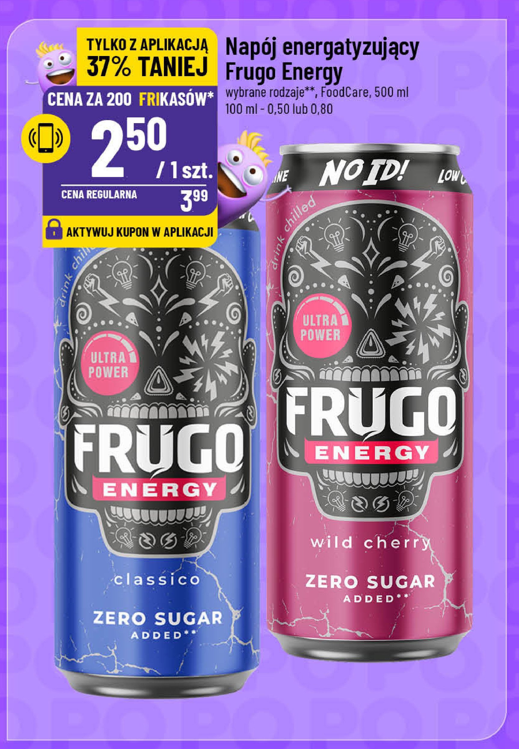 Napój energetyczny classico zero sugar Frugo promocja w POLOmarket