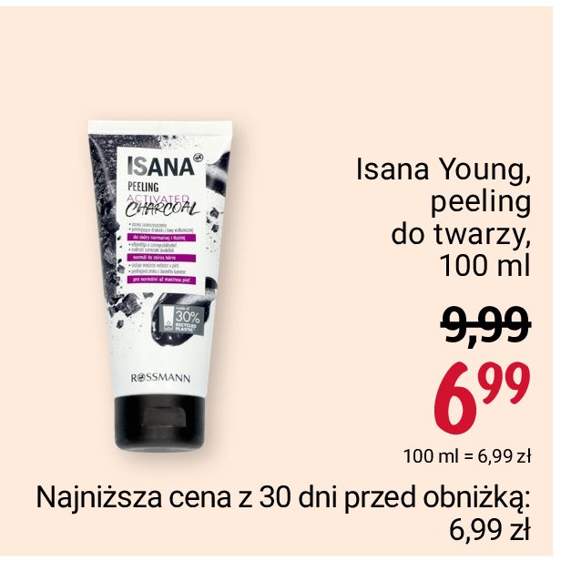 Peeling do mycia twarzy z węglem aktywnym Isana young promocja
