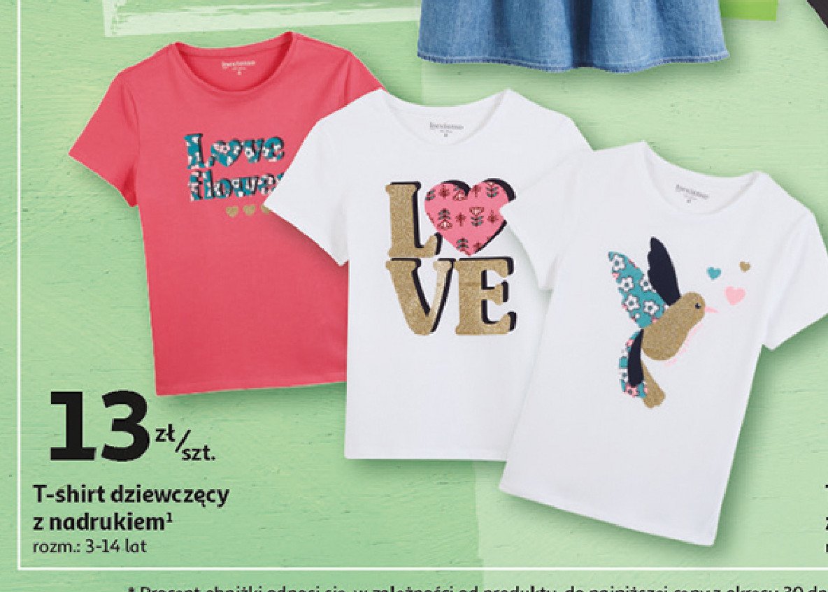 T-shirt dziewczęcy 3-14 lat Auchan inextenso promocja