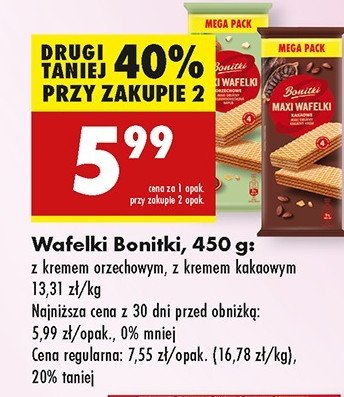 Wafelki tasso z kremem orzechowym Bonitki promocja