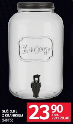 Słój 3.8 l z kranikiem promocja w Selgros