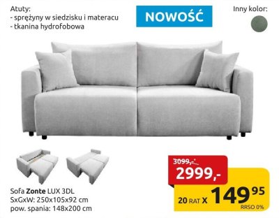Sofa Zonte LUX 3DL promocja w Black Red White