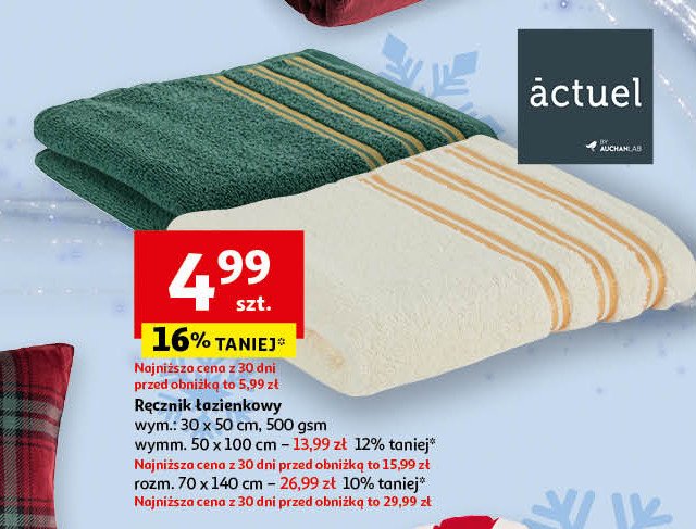 Ręcznik łazienkowy 30 x 50 cm biały Actuel promocja