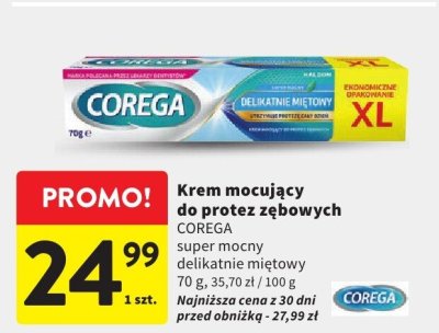 Krem mocujący do protez zębowych COREGA super mocny delikatnie miętowy promocja w Intermarche