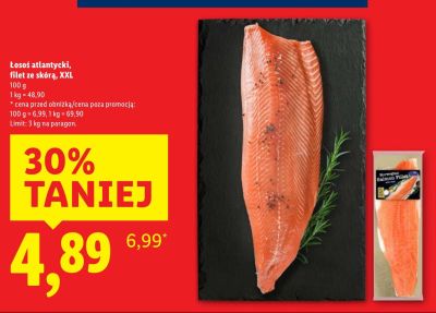Łosoś atlantycki filet ze skórą XXL promocja w Lidl