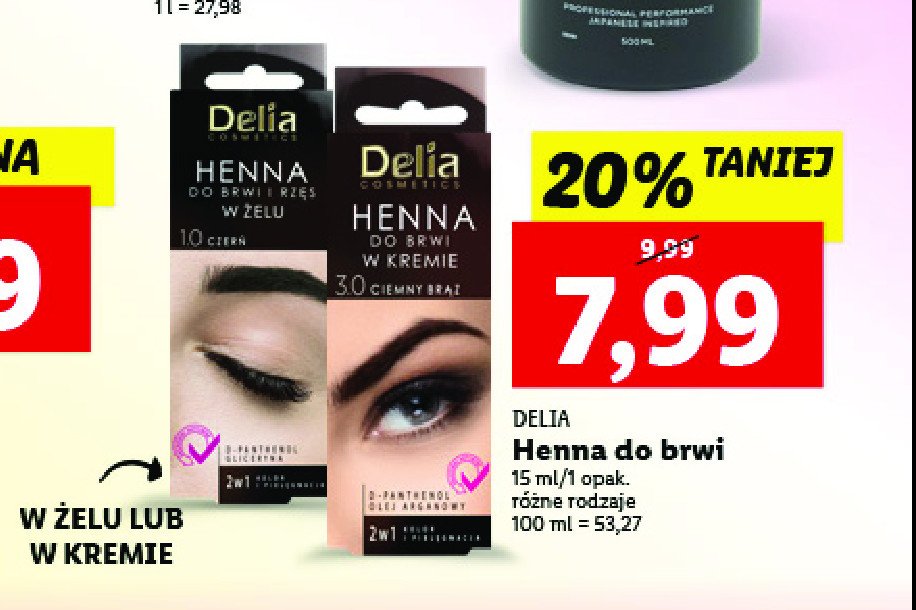 Henna do brwi 3.0 ciemny br膮z Delia henna 偶elowa promocja