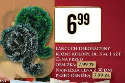 Łańcuch dekoracyjny różne kolory dł. 3 m promocja w Dino