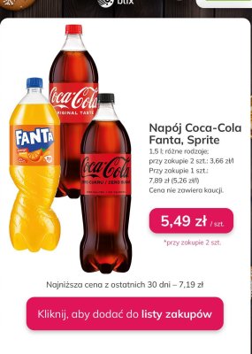Napój Coca-Cola 1,5l promocja w Stokrotka