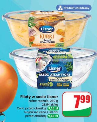 Filety w sosie Lisner Śledź Atlantycki ze śmietankowym promocja w Dino