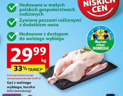Gęś z wolnego wybiegu, tuszka  promocja w Auchan