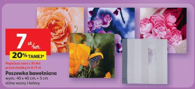 Poszewka bawełniana wym. 40 x 40 cm + 5 cm, różne wzory i kolory promocja w Auchan