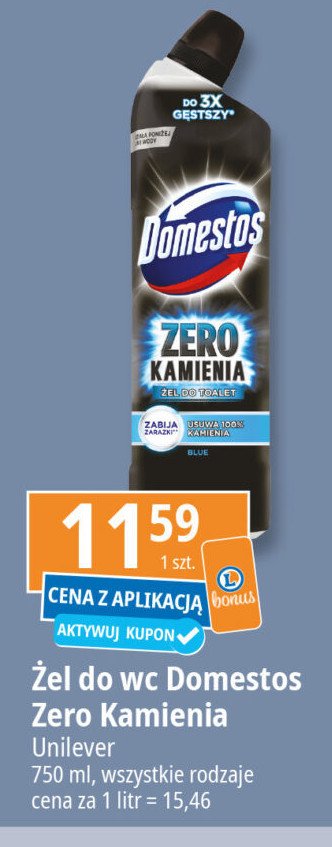 Żel do wc blue Domestos zero kamienia promocja w Leclerc