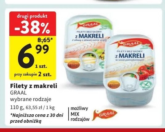 Filety z makreli bez sk贸ry w sosie pomidorowym Graal promocja