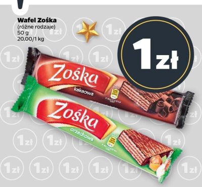 Wafel Zośka różne rodzaje promocja w Netto