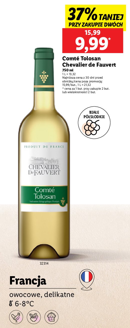 Wino COMTE TOLOSAN CHEVALIER DE FAUVERT promocja w Lidl