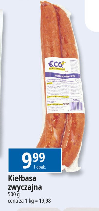 Kiełbasa zwyczajna Eco+ promocja w Leclerc