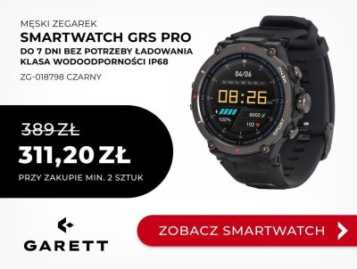 Smartwatch GRS PRO męski zegarek ZG-018798 czarny promocja w Briju