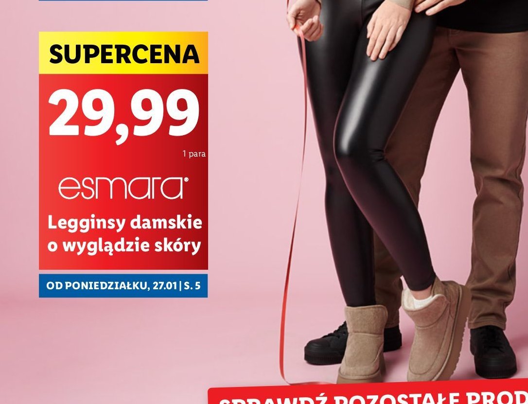 Legginsy damskie o wyglądzie skóry 36-44 Esmara promocja