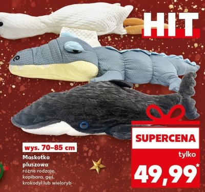 Maskotka pluszowa różne rodzaje, kapibara, gęś, krokodyl lub wieloryb wys. 70-85 cm Kaufland promocja w Kaufland