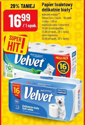 Papier toaletowy delikatnie biały 16 rolek promocja w POLOmarket