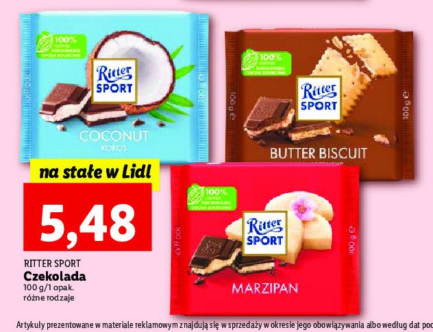 Czekolada butter biscuit Ritter sport promocja