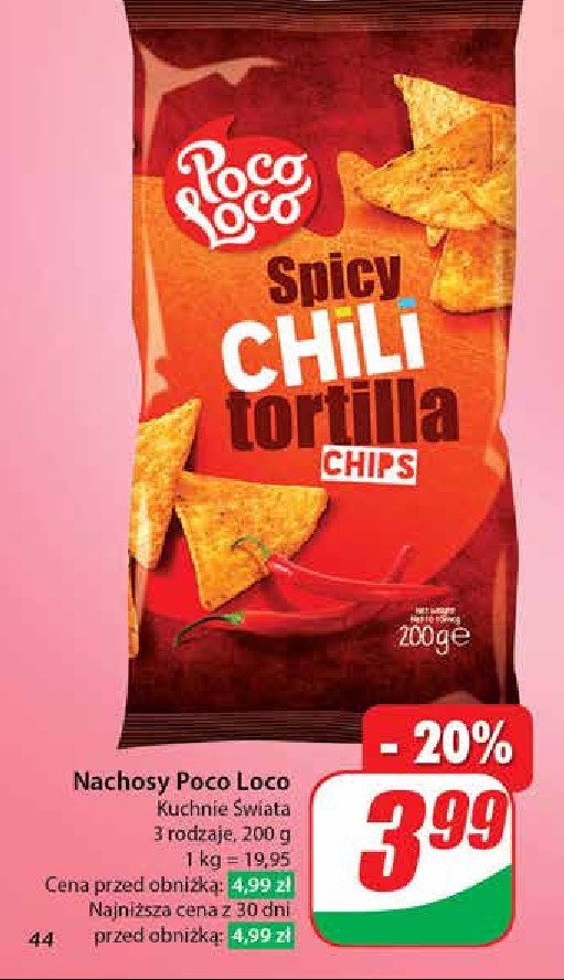 Chipsy tortilla chili Poco loco promocja w Dino