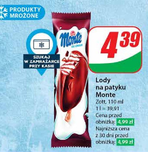 Lody Zott monte promocja