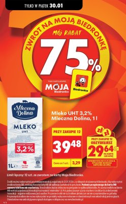 Mleko UHT 3,2% Mleczna Dolina 1l promocja w Biedronka