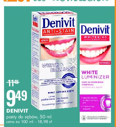 Pasta do zębów white & brilliant Denivit anti-stain expert promocja