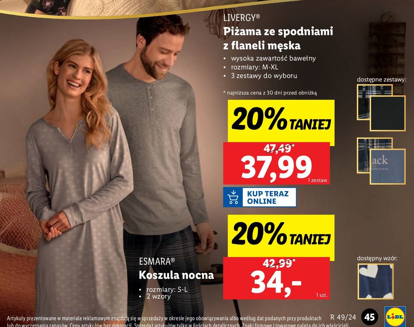 Piżama męska z flanelowymi spodniami s-xl Livergy promocja w Lidl