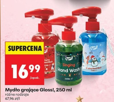 Mydło grajace Glossi, 250 ml różne rodzaje promocja w Biedronka