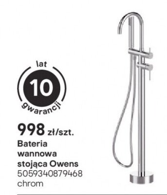 Bateria wannowa stojąca Owens chrom promocja w Castorama