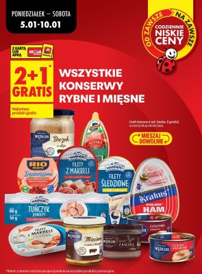 Wszystkie konserwy rybne i mięsne 2+1 GRATIS promocja w Biedronka
