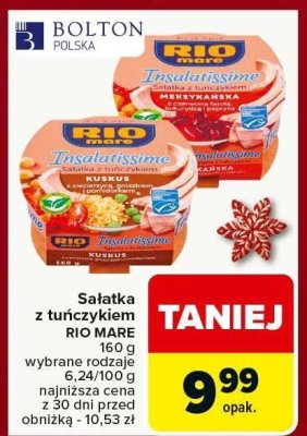 Sałatka z tuńczykiem RIO MARE wybrane rodzaje 160g promocja w Carrefour