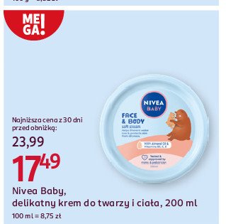 Krem delikatny do twarzy i ciała Nivea baby promocja w Rossmann