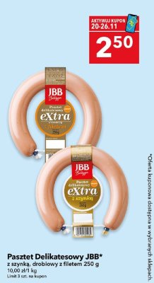 Pasztet Delikatesowy JBB z szynką, drobiowy z filetem 250 g promocja w LEWIATAN