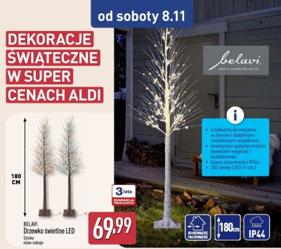 Drzewko świetlne LED 180 cm, różne rodzaje promocja w Aldi