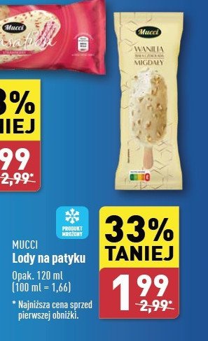 Lody wanilia biała czekolada migdały Mucci promocja