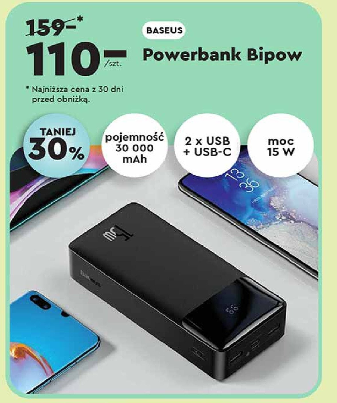 Powerbank 30000 mah Baseus promocja