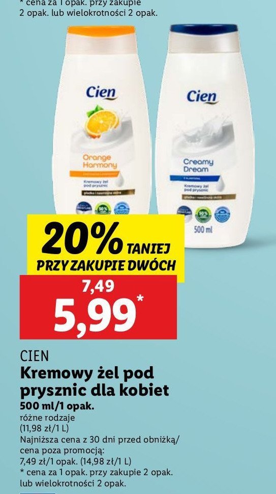 Perłowy żel pod prysznic creamy dream Cien promocja