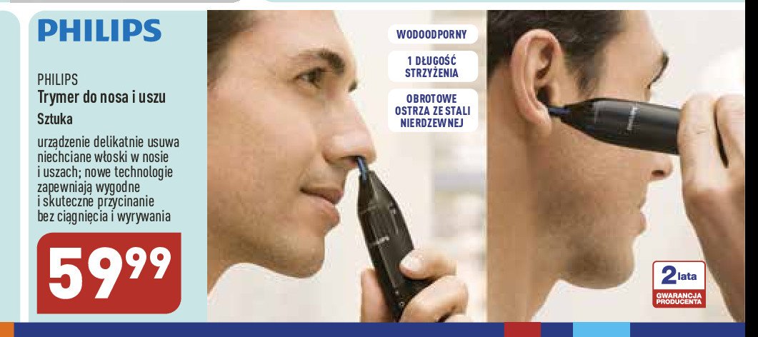 Trymer do nosa i uszu nt5650/16 Philips promocja