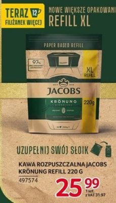 Kawa rozpuszczalna Jacobs Krónung Refill XL 220 g promocja w Selgros
