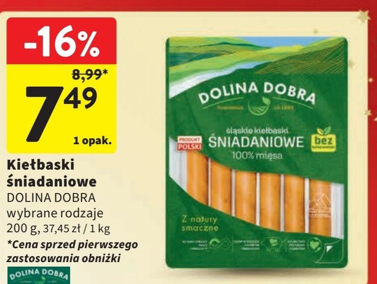 Kiełbaski śniadaniowe Dolina dobra promocja w Intermarche