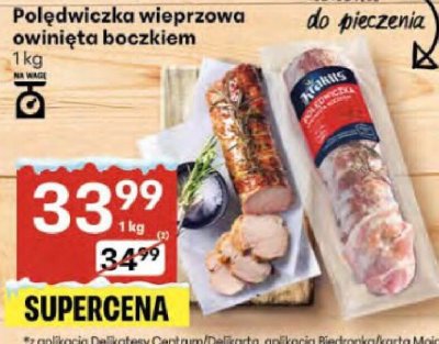 Polędwiczka wieprzowa owinięta boczkiem promocja w Delikatesy Centrum