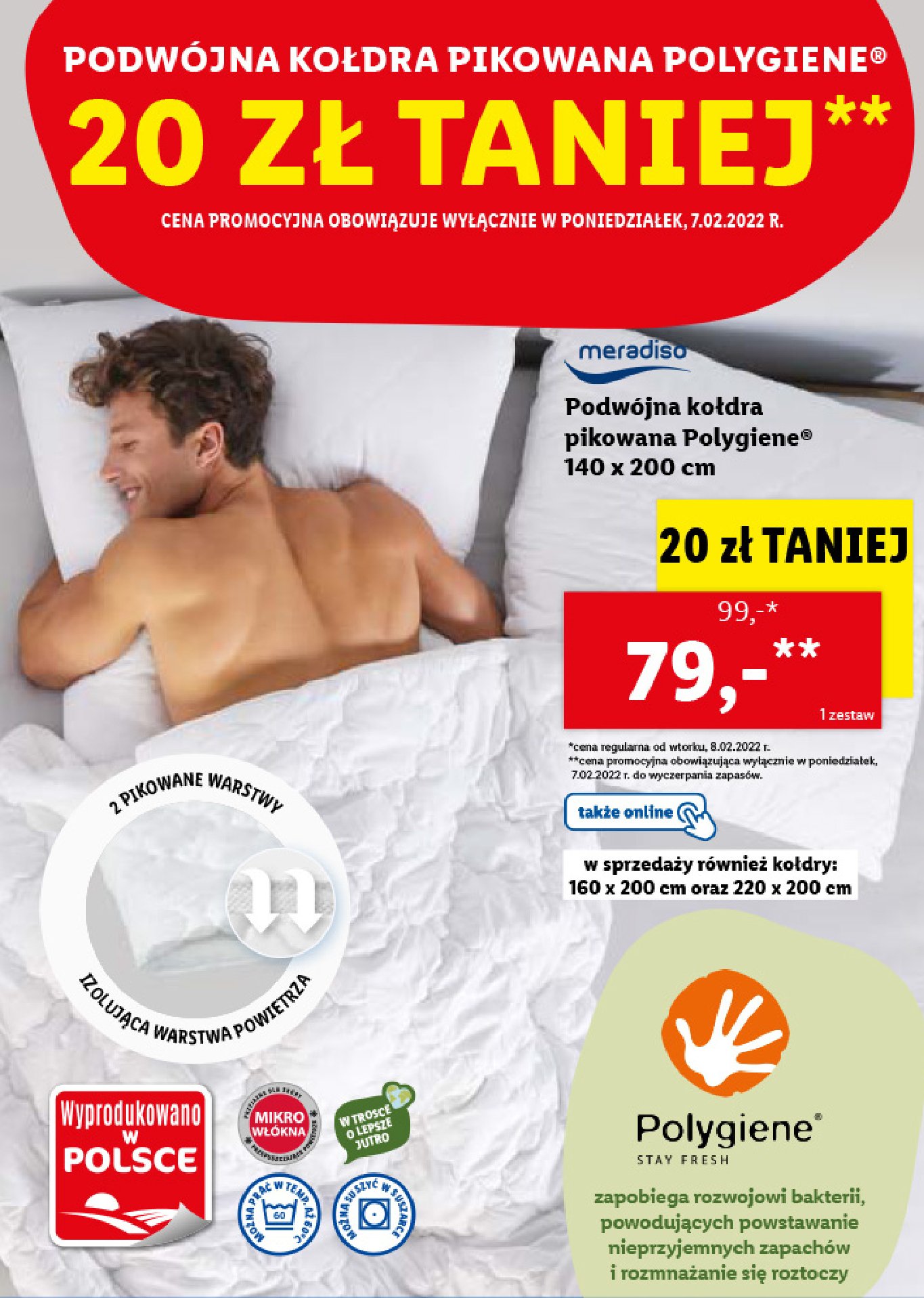Ko艂dra z polygiene 140 x 200 cm Meradiso promocja
