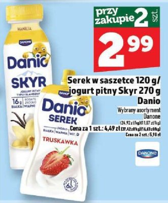 Serek w saszetce 120 g / jogurt pitny Skyr 270 g Danio, wybrane asortymenty promocja w TOPAZ